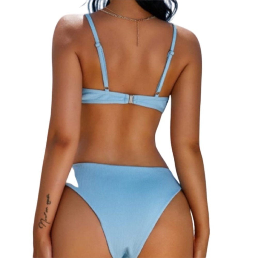 High Cut Bikini Set Ribbed V-Wire - Picture 2 of 5